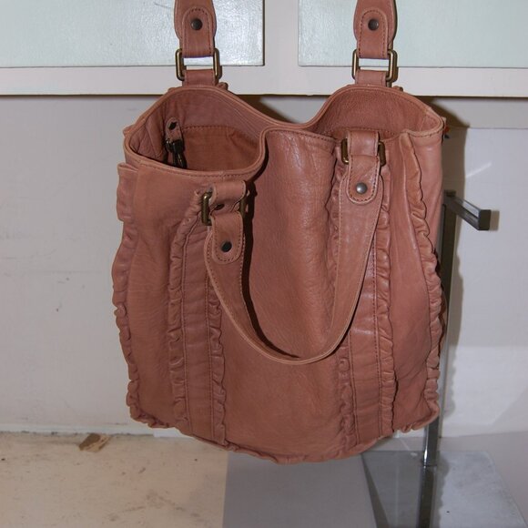 ❤️GERARD DAREL Soft Lamb Leather Gold Metal Hobo Purse Shoulder Bag - Picture 5 of 12